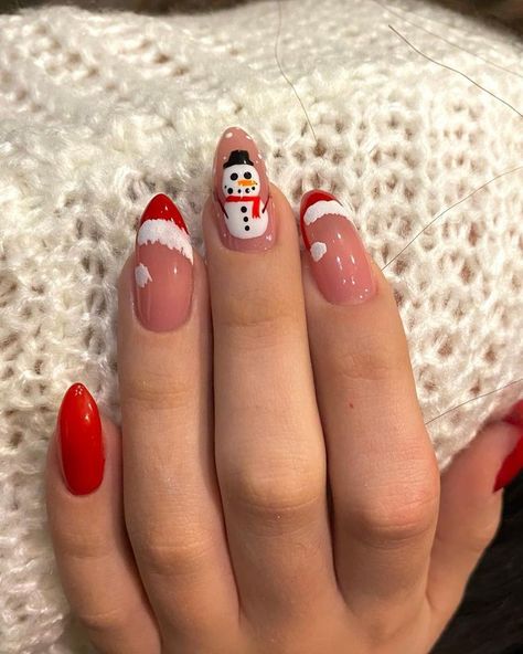 Snowman Nails, Cute Christmas Nails, Easy Nails, Nagel Tips, Christmas Gel Nails, Christmas Nails Acrylic, Xmas Nails, Christmas Nail Designs, Stick On Nails