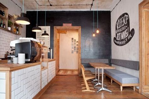 decoración de restaurantes pequeños de comida rapida - Buscar con Google Mini Cafe, Small Coffee Shop, Kursi Bar, Coffee Shop Interior Design, Cafe Concept, Cafe Branding, Design Café, Coffee Shops Interior, 카페 인테리어 디자인