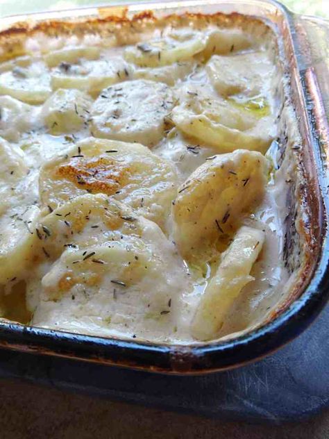 Creamy Scalloped Potatoes Recipe - Savory With Soul Scalloped Potatoes Mushroom Soup, Scalloped Potatoes With Mushroom Soup, Scalloped Potatoes With Cream, Easy Cheesy Scalloped Potatoes, Russet Potato Recipes, Easy Scalloped Potatoes Recipe, Creamy Scalloped Potatoes, Scalloped Potato, Scalloped Potatoes Easy