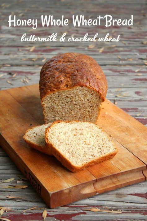 Honey whole wheat bread recipe is made with buttermilk and cracked wheat for a wholesome, sweet whole grain yeast bread that your family will love! Perfect for sandwiches! #honey #baking #sandwiches #simple #restlesschipotle Cracked Wheat Bread Recipe, Honey Whole Wheat Bread Recipe, Simple Sweet Bread Recipe, Honey Whole Wheat Bread, Whole Wheat Bread Recipe, Dinner Rolls Easy, Restless Chipotle, Honey Wheat Bread, Wheat Bread Recipe