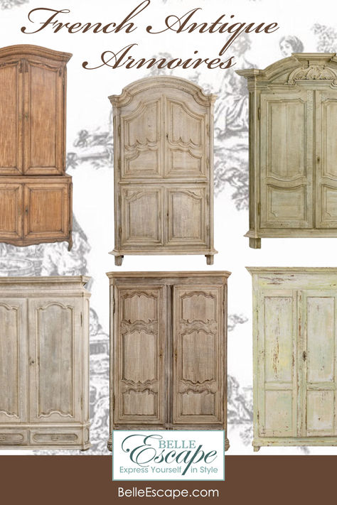 Antique French Furniture Chairish, French Provincial Armoire, Modern Provincial, Antique White Armoire, Estilo Cottage, Antique Pine Armoire, French Country Interiors, French Armoire, French Rococo Armoire