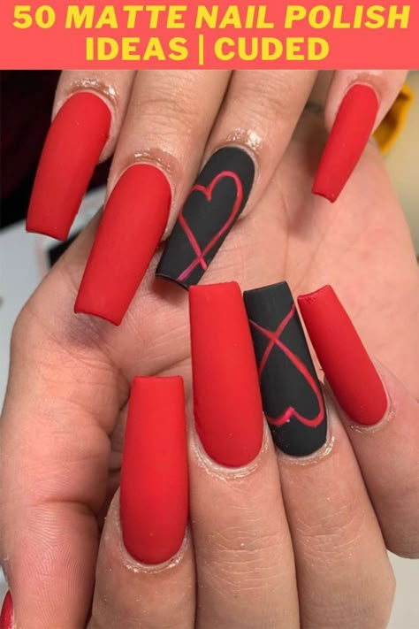 Valentines Nail Art Designs, Matte Acrylic Nails, Vday Nails, Valentine Nail Art, Nails Valentines, Red Valentine, February Nails, Matte Nails Design, Nail Designs Valentines