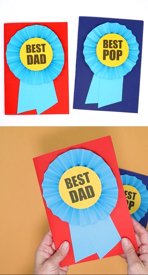 Father's Day Card Template, Papa Tag, Prize Ribbon, Diy Father's Day Cards, Kids Fathers Day Crafts, Kartu Ulang Tahun Diy, Diy Father's Day Crafts, Dad Crafts, Easy Fathers Day Craft