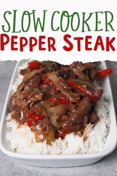 Pepper steak is a Chinese-inspired meal with plenty of sauce, bell peppers, and onions. This is a stir-fry-style meal but made in the slow cooker! Wonderful served over rice and has plenty of sauce (or gravy) to go around. Crockpot Chinese, Pepper Steak Recipe Easy, Chinese Pepper Steak Recipe, Easy Pepper Steak Recipe, Slow Cooker Pepper Steak, Crockpot Pepper Steak, Chinese Pepper Steak, Crockpot Stuffed Peppers, Pepper Steak Recipe