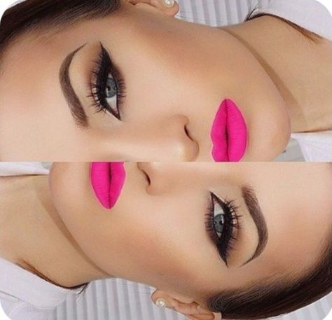 Makeup Bibir, Ilia Lipstick, Rosa Make-up, Makeup Cantik, Pink Lips Makeup, Maquillage On Fleek, Lips Black, Hot Pink Lips, Make Up Inspiration