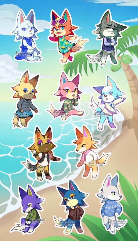 Animal Crossing Wolf, Animal Crossing Fan Art, Animal Crossing Characters, Origami Stars, Fox Art, Sticker Sheet, Animal Drawings, Animal Crossing, Sticker Sheets