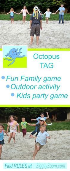 Octopus Tag Outdoor Family Game- Get the Kids Outdoors- Fun Party Game for Kids - Ziggity Zoom Octopus Tag, Ocean Themed Activities, Under The Sea Games, Outdoor Games For Preschoolers, Ocean Games, Games For Preschoolers, Recess Games, Gym Games For Kids, Family Games Outdoor