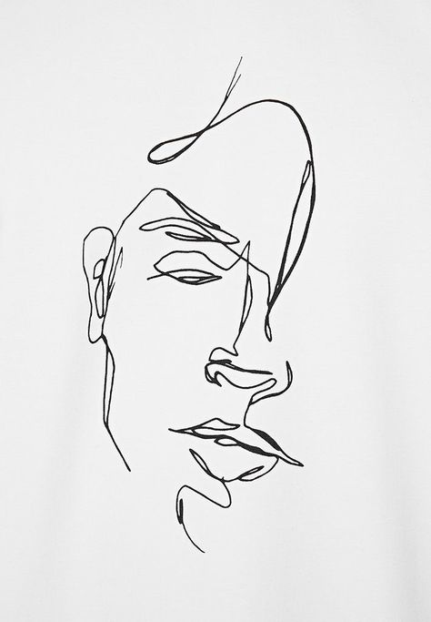 Line Art For Men, Art Abstrait Ligne, One Line Tattoo, Face Line Drawing, Rubber Print, Face Lines, Small Tattoos For Guys, Line Art Tattoos, Line Art Design