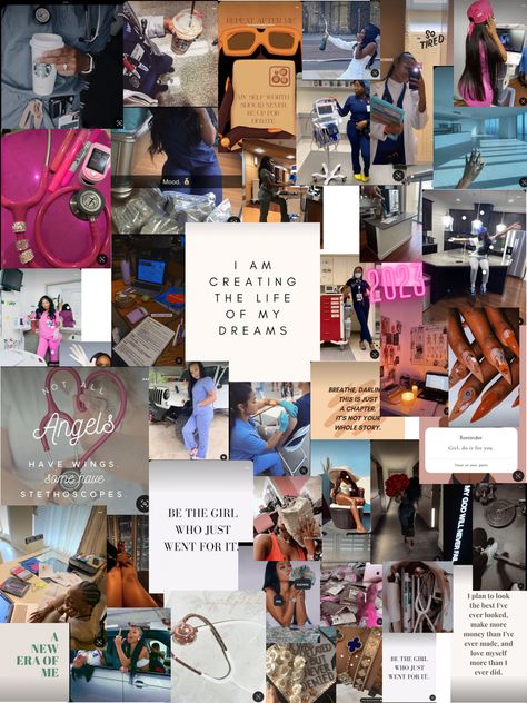 2023 Medical Assistant vision board Nursing School Inspiration, Midwifery Student, Medical Assistant Student, Nursing Goals, 2023 Vision Board, Nursing Motivation, Dream Life Goals, Nursing School Essential, Medical School Life