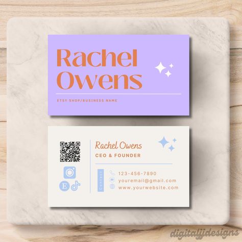 Create a professional business card with this free Canva template. Easily customize the colors, fonts, and layout to match your#HeartFonts #LoveLetters #TypographyLove #FontCrushFriday #HeartType Business Cards With Qr Code, Simple Business Card Design, Canva Retro, Canva Video, Angel Core, Business Card Stand, Qr Code Business Card, Art Biz, Vertical Business Cards