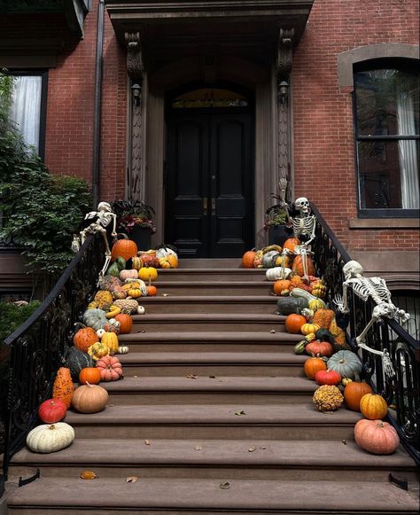 #halloween #fall #halloweendecor #falldecor #falloutdoors #outdoordecor #nyc #nychome Brownstone Halloween, Let Yourself Feel, Nyc Brownstone, Apple Cinnamon Pancakes, Fall In Nyc, Colorful Coffee Table, Fall Brunch, Cinnamon Pancakes, New York Apartment