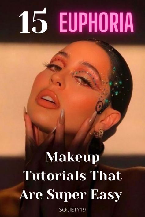 Easy Euphoria Makeup Looks, Euphoria Makeup Easy, Euphoria Makeup Tutorial, Revlon Photoready Eye Art, Glitter Cut Crease Makeup, Vinyl Lips, Euphoria Makeup, Cut Crease Makeup, Simple Makeup Looks