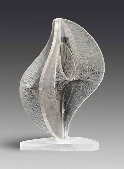 Naum Gabo (1890-1977) | Linear Construction in Space No. 2 | 1950s, Paintings | Christie's 1950s Paintings, Naum Gabo, Rhythm Art, Leopard Tattoos, Acrylic Sculpture, Spiral Art, Kinetic Art, Best Stocking Stuffers, World Best Photos