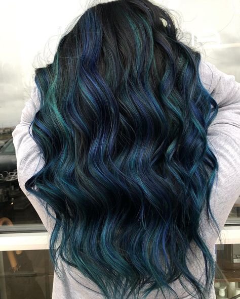 Hair Color On Pale Skin, Jet Blue Black Hair, Galaxy Hair Color, Ocean Hair, Space Hair, Blue Black Hair, Dark Blue Hair, Galaxy Hair, Vivid Hair Color