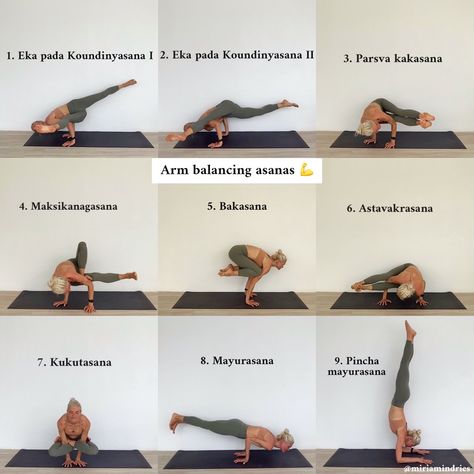 Surrender Yoga Poses, Hand Balance Yoga Poses, Forearm Balance Yoga, Arm Balancing Yoga Poses, Arm Balances Yoga Poses, Balance Core Exercises, Yoga Arm Strength, Yoga Poses Balance, Hand Balance Yoga