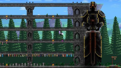 Terraria Statue Build, Terraria Battle Arena, Terraria Starter Base, Terraria Arena Build, Terraria Statue, Terraria Boss Arena, Terraria Arena Ideas, Terraria Underground House, Terraria Base