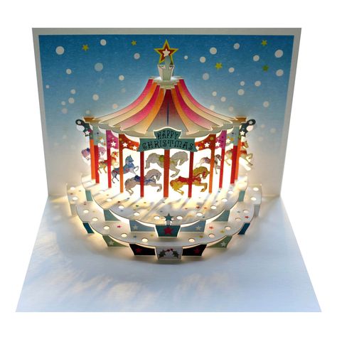 Pop up  Christmas carousel- Forever Amazing Pop-up Pop up laser Greeting Card cards Arte Pop Up, Christmas Carousel, Pop Up 3d, Pop Up Greeting Cards, Laser Cut Cards, Unique Christmas Cards, Pop Up Art, Paper Napkins For Decoupage, Christmas Pops