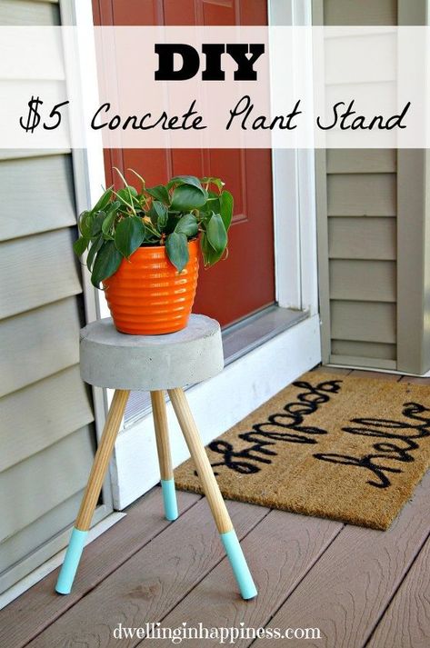 20 Easy Concrete Projects That Anyone Can Make! | Hometalk Concrete Plant Stand, Concrete Candle Holders Diy, Concrete Stool, Concrete Stepping Stones, Concrete Casting, Concrete Candle Holders, Modern Plant Stand, Concrete Bowl, Concrete Candle