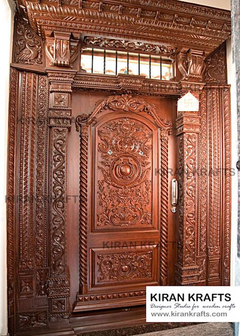 door designs for traditional Indian ... Traditional Door Design, Door Design Indian, Wooden Door Entrance, Traditional Front Doors, Traditional Door, Single Door Design, Front Door Design Wood, Wooden Front Door Design, Wooden Main Door