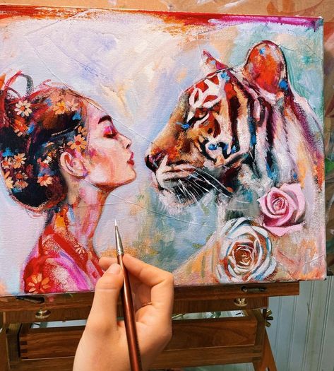 Dimitri Milan, White Tiger Painting, Wow Painting, Dimitra Milan, Milan Art, Abstract Realism, Abstract Portraits, Art Cottage, Tiger Painting