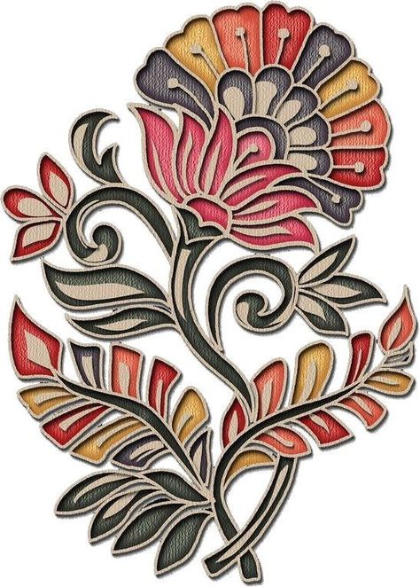 Mughal Butta, Flower Motif Design, Mughal Flower, Love Symbol Tattoos, Botanical Flower Art, Folk Art Flowers, Print Design Art, Paisley Art, Textile Prints Design