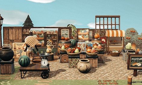 Fruit Farm Acnh, Fruit Market Acnh, Fruit Orchard Aesthetic, Acnh Fruit Stand, Acnh Farmers Market, Acnh Fruit, Acnh Aesthetics, Acnh Farm, Storybook Theme