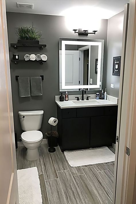 Minimalist Small Bathrooms, Makeover Kamar Mandi, Bilik Air, Scandinavian Bathroom, Restroom Decor, Bad Inspiration, Bathroom Decor Apartment, Brown Bathroom, Bathroom Color