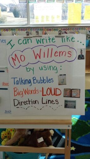 Mo Willems Author Study, Author Study, 2nd Grade Writing, Writing Anchor Charts, 1st Grade Writing, First Grade Writing, Mo Willems, Work On Writing, Author Studies