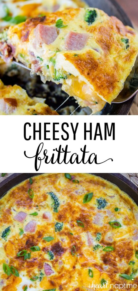 Ham Frittata, Fritata Recipe, Frittata Recipes Breakfast, Broccoli Frittata, Ham And Broccoli, Fritatta Recipe, Ham Broccoli, Breakfast Frittata, Cheesy Ham