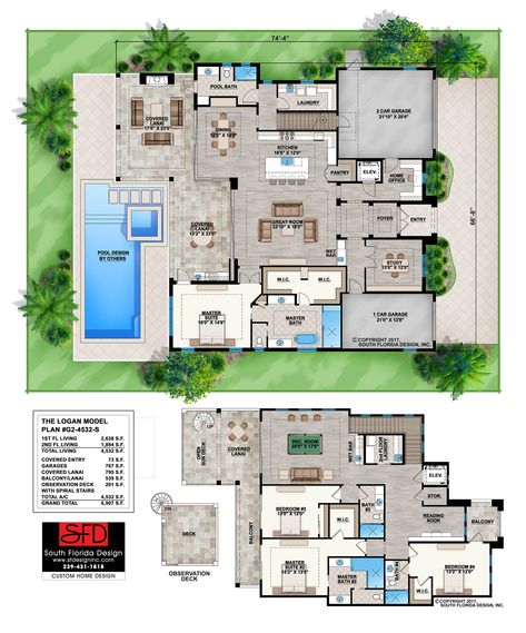 House Plans Florida, Caribbean House Plans, Best Home Plans, Modern Contemporary House Plans, Florida House Plans, Luxury Floor Plans, House Plans Ideas, Little House Plans, Diy House Plans