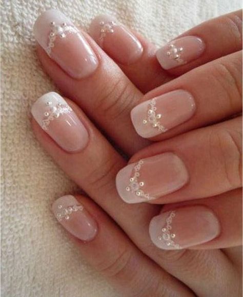 Wedding Day Nails, Wedding Nail Art Design, Bridal Nail Art, Elegant Nail Designs, Wedding Nail, Her Nails, Pretty Nail Designs, Wedding Nails For Bride, Wedding Nails Design