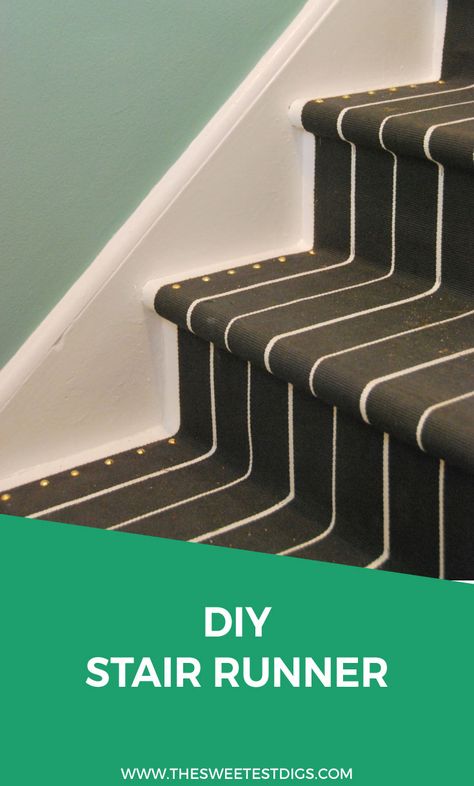 Install your own DIY stair runner using these IKEA throw rugs! Super affordable and easy to do. Get your staircase looking amazing in no time - a great home decor DIY project! Click through for the full how-to tutorial and supplies list. Cheap Stair Runner, Ikea Runner, Stair Runner Diy, Squeaky Stairs, Stair Carpeting, Diy Stair Runner, Ikea Throws, Stairway Makeover, Hallway Ideas Diy