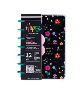 Happy Planner 12 Month 2025 Radiant Garden Mini Dashboard PlannerTrust your plans with this Radiant Garden disc bound Happy Planner This Mini size dated planner runs from January 2025 - December 2025 and has a dashboard layout Make those lists and plan on the go with our most convenient planner size This one's for our fans of florals, embrace blooms with these artistic floral designs inspired by a vibrant gardenProduct DetailsDimensions: 4625” x 7”This Radiant Garden 12 - month mini planner includes dated monthly calendars and weekly spreadsThe dashboard layout includes a section to list errands, grocery lists, bills, and to - dos while the right side has daily boxed spaces for daily reminders or plansThe disc bound system allows you to add/remove pages and personalize with snap - in acces Dashboard Layout, Happy Planner Printables, Organization Planner, Happy Planner Cover, Mini Planner, Monthly Calendars, Garden Mini, Daily Reminders, Planner Printables