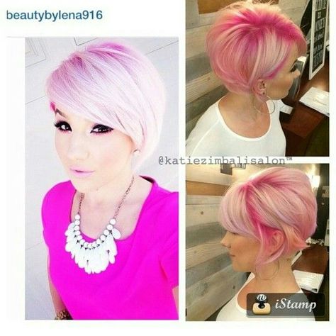 Pixie Pink Highlights, Short Choppy Pink Hair, Mini Bob, Asymmetrical Haircuts, Pink Pixie, Holographic Hair, Hair Highlight, Undercut Designs, Haircuts Ideas