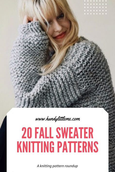 Fall sweater knitting patterns - Take a look through this round-up of sweater knitting patterns and find your next project to cast on. Including cable knit sweaters, fair isle sweaters, oversized… More Oversize Sweater Knitting Pattern, Chunky Knit Sweater Pattern, Easy Sweater Knitting Patterns, Cable Knit Sweater Pattern, Fair Isle Pullover, Sweaters Fall, Outfit 2020, Knitting Patterns Free Sweater, Knitting Pin