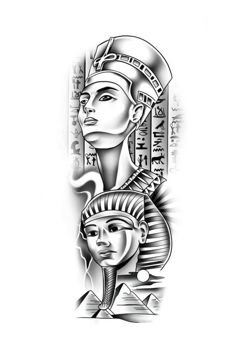 African Sleeve Tattoo, Egypt Tattoo Design, Nefertiti Tattoo, Half Sleeve Tattoos Sketches, Egyptian Eye Tattoos, Greek God Tattoo, Tattoo Ideas Males, Egyptian Tattoo Sleeve, Cute Simple Tattoos