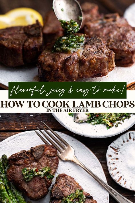 Air Fryer Lamb Chop Recipes, Lamb Chops In Air Fryer, Air Fryer Lamb Chops, Cook Lamb Chops, Garlic And Herb Sauce, Air Fryer Lamb, Lamb Side Dishes, Lamb Gravy, Cooking Lamb Chops