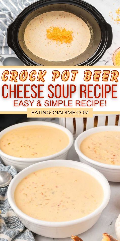 Brat Cheese Soup, Cheddar Ale Soup Crockpot, Beer Cheese Soup Recipes Crock Pot, Beer Cheese Soup Instant Pot, Cheesy Pepper Pot Soup, Beer And Cheese Soup, Cauliflower Beer Cheese Soup, Crockpot Cheese Soup Recipes, Soup To Go With Grilled Cheese