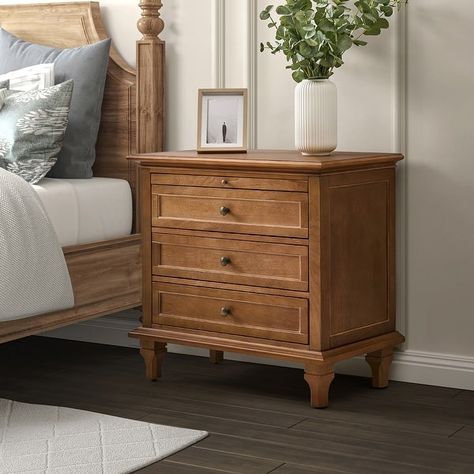 Muriel Farmhouse Style 3 - Drawer Nightstand with Built-In Outlets by HULALA HOME - Bed Bath & Beyond - 39210308 Charging Station Drawer, Farmhouse Nightstand, Nightstand Organization, Nightstand With Charging Station, Cozy Reading Corners, 3 Drawer Nightstand, Drawer Organizer, Ceiling Fan In Kitchen, Drawer Organisers