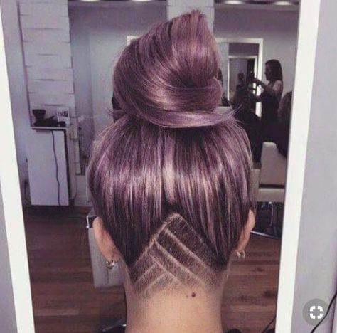 All About Undercuts | Douglas J Salons Female Undercut Long Hair, Undercut Curly Hair, Undercut Hair Designs, Undercut Hairstyles Women, Light Purple Hair, Undercut Bob, Undercut Long Hair, Shaved Hair Designs, Hair Color Crazy