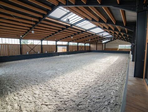 In Belgium, Aquila Farm Embraces Nature - STABLE STYLE Indoor Riding Arena, Horse Riding Arena, Equine Stables, Horse Projects, Dream Barn Stables, Equestrian Barns, Stable Style, Equestrian Design, Riding Arena