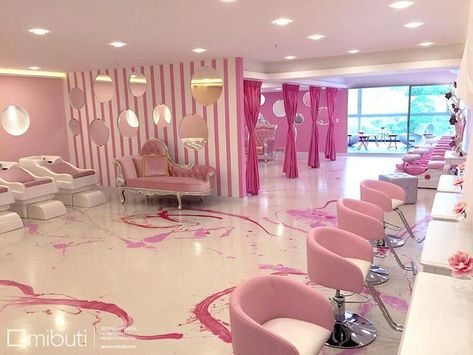 Pink And White Salon, Beauty Bar Ideas, White Salon, Beauty Shop Decor, Salon Interior Design Ideas, Kids Salon, Nail Salon Interior Design, Beauty Salon Interior Design, Nail Salon Interior