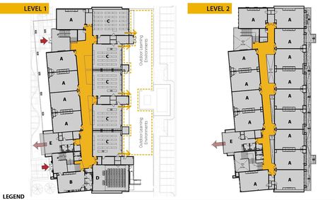 Gallery - Edison High School Academic Building / Darden Architects - 10 Edison High School, School Floor Plan, School Building Design, Public Space Design, Construction Area, School Plan, Architecture Graphics, Building Plan, School Administration