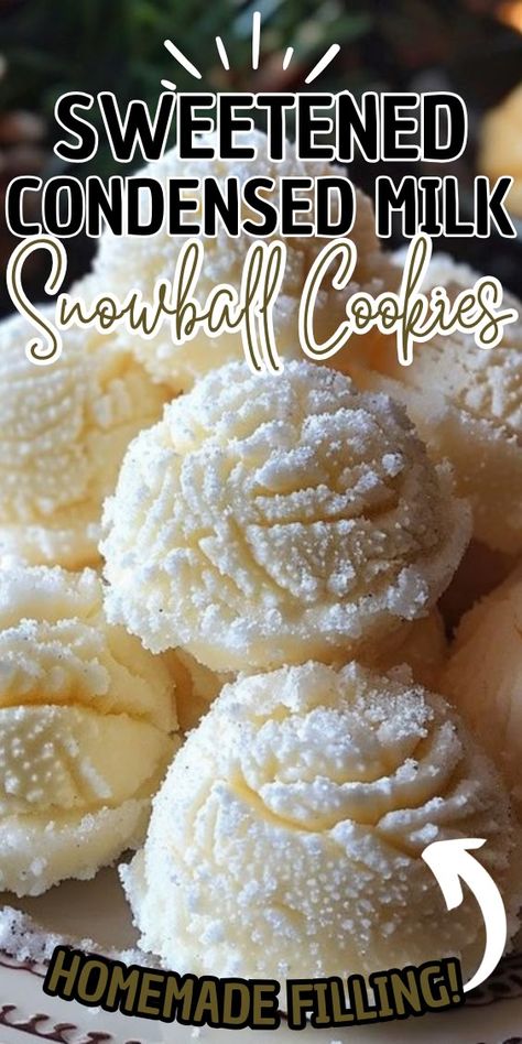 Sweetened Condensed Milk Snowball Cookies Sweet And Condensed Milk Snowball Cookies, Sweetened Condensed Milk Snow Balls, Sweet Condensed Milk Snowballs, Sweeten Condensed Milk Snowball Cookies, Condensed Milk And Corn Starch Cookies, Sweetened Condensed Snowball Cookies, Condensed Milk Cookies 4 Ingredients, Evaporated Milk Cookies, Condensed Milk And Cornstarch Cookies