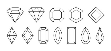 Gem Outline, Art Deco Inspired Fashion, Crystals Shapes, Gem Stones Jewelry, Jewel Drawing, Jewelry Sketch, Gem Drawing, Crystal Drawing, Jewellery Sketches