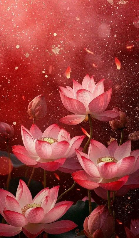 Lotus Flower Painting, Flower Background Images, Doodle Art Flowers, Lotus Painting, Red Lotus, Lucky Symbols, Flower Art Images, Beautiful Rose Flowers, Butterfly Wallpaper