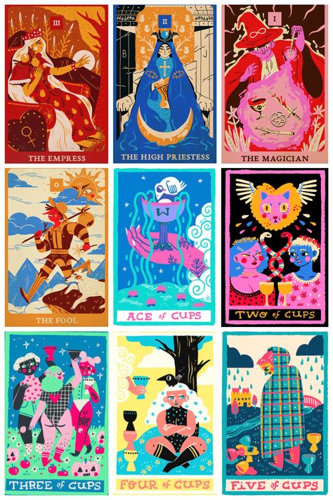 Fanart Tarot Cards, Cartoon Tarot Cards, Tarot Illustration Design, Tarot Website, Design Tarot Cards, Shape Graphic Design, Tarot Cards Design, Tarot Card Illustration, Tarot Illustration