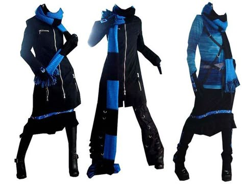 Black and blue Blue Black Clothes, Blue Punk Outfits, Punk Outfits Aesthetic, Winx Club Redesign, Womens Techwear, Richter Belmont, Character Ideas Female, Goth Cyberpunk, Space Futuristic