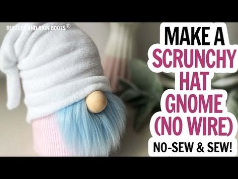 (434) Easy Scrunchy Hat Gnome / Free Gnome Pattern / Scrunched Hat No Wire / Cute Gnome DIY - YouTube Free Gnome Hat Pattern, Gnome Hats Diy Free Pattern Crochet, How To Make A Gnome Hat, Free Gnome Patterns, Gnome Boots, Gnome Hats, Crochet Gnomes, Gnome Diy, Gnome Pattern