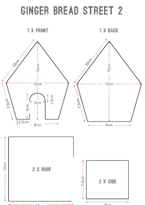 These easy gingerbread templates are just what you need to build a gingerbread wonderland. Find the accompanying recipes in our December issue. Gingerbread House Template Printable, Easy Gingerbread House, Halloween Gingerbread House, Cardboard Gingerbread House, Homemade Gingerbread House, Gingerbread House Patterns, Gingerbread House Recipe, Ginger Bread House Diy, Gingerbread Train